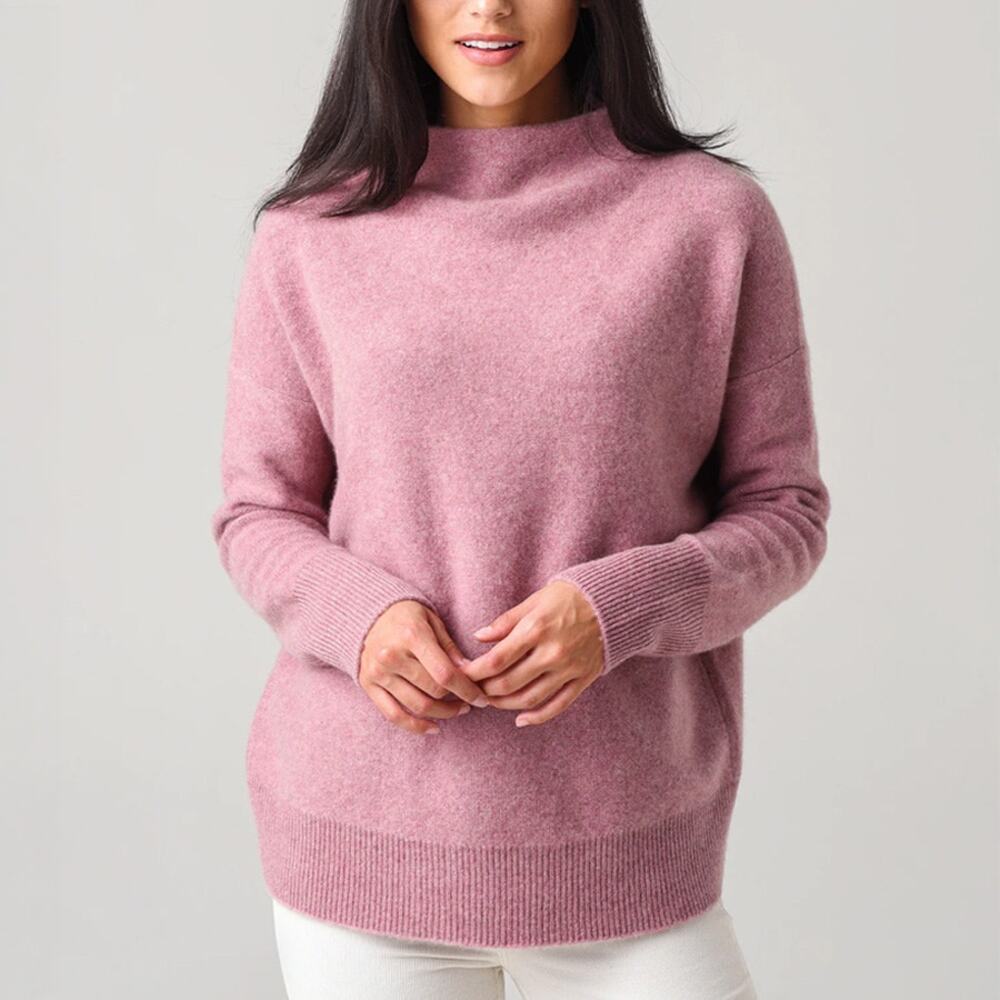 Vince Boiled Cashmere Funnel Neck Pullover Sweater Mauve Size M